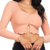 Slickblue Women's Ribbed Long Sleeve Button-Front Top, Cropped Fit, Casual Stretch Style, 10 Color Options, Size S-L - 3 of 4