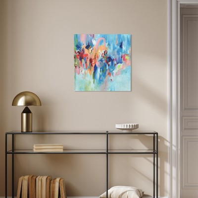 Vibrant Blue and Multicolor Abstract Canvas Wall Art, 20" x 20"