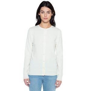 JENNIE LIU Women's 100% Cashmere Button Front Long Sleeve Crewneck Cardigan Sweater - 1 of 3
