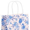 Sparkle and Bash 24 Pack Floral Gift Bags with Handles, Medium Size, Paper Goodie Bag with Blue Rose Flowers for All Occasions, 10x8x4 In - image 4 of 4