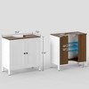 Yukimo 23.5" Antique White Under Sink Cabinet, Pedestal Bathroom Storage with Adjustable Shelf and Double Doors - 3 of 4
