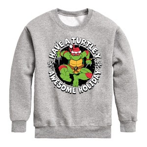 Boys' - Teenage Mutant Ninja Turtles - Have A Turtley Awesome Holiday Graphic Long Sleeve Fleece Sweatshirt - 1 of 4