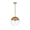 Elegant Lighting Eclipse 1 Light Brass Pendant With Clear Glass - 3 of 4