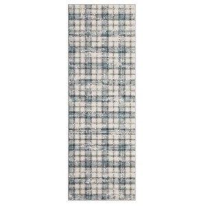 Machine Washable Indoor Modern Geometric Area Rugs Soft Low Pile Mat with Small Checkered Print - 1 of 4