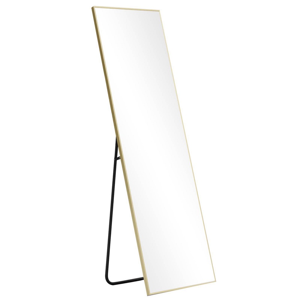 WallBeyond 64"x21" Square Aluminum Leaner Mirror with Kickstand Gold