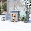 Sandinrayli Wooden Outdoor Insulated Dog House, Grey with Colorful Pattern - 2 of 4