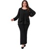 Women's Plus Size Layered Panel Flowy Crew Neck Long Sleeve Dressy Work Chiffon Blouse - Agnes Orinda - 3 of 4