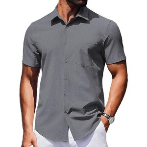 COOFANDY Mens Wrinkle Free Shirts Short Sleeve Casual Button Down Summer Dress Shirts - 1 of 4