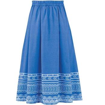 Collections Etc Stylish Border Print Full Skirt with Elasticized Waist