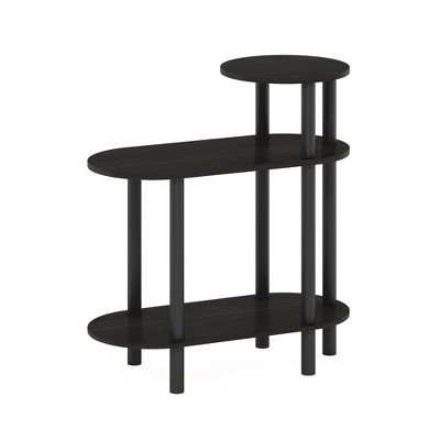 Furinno Turn-N-Tube 3-Tier Oval Sofa Side Table, End Table with Open Shelves, Espresso/Black