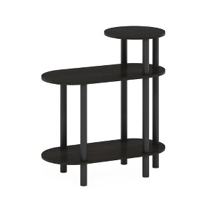 Furinno Turn-N-Tube 3-Tier Oval Sofa Side Table, End Table with Open Shelves, Espresso/Black - 1 of 1