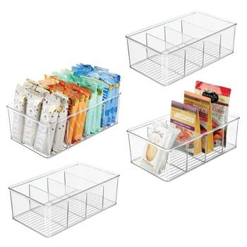  mDesign Plastic Storage Organizer Container Bin for Kitchen  Organization in Pantry, Cabinet, Countertop Fridge, Refrigerator, and  Freezer - Hold Food, Drink, or Snacks, Ligne Collection, 4 Pack, Clear:  Home & Kitchen