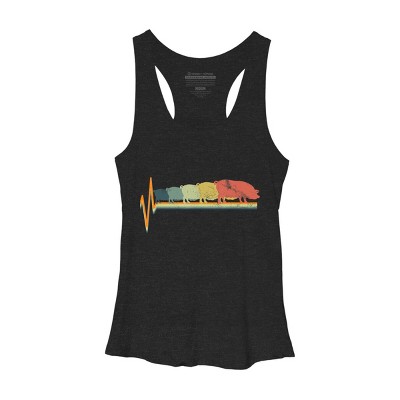 Women's Design By Humans Heart Beat Retro Rainbow Pig By Luckyst Racerback Tank Top