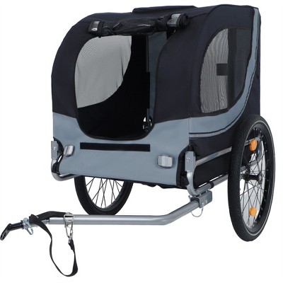 COWLOWN Blue+Gray Large Folding Bike Trailer for Dogs, 120LB Capacity All-Terrain Pet Carrier, Durable Steel Frame for Cycling, Camping