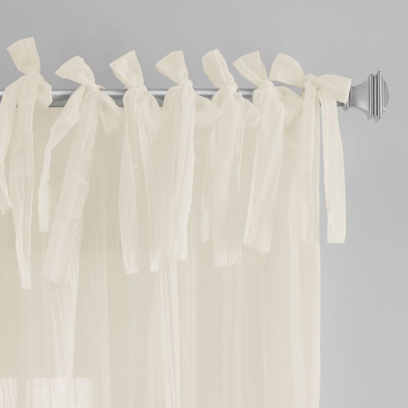 Jolie Semi-Sheer Tie Top Single Window Curtain Panel - Elrene Home Fashions, 2 of 5