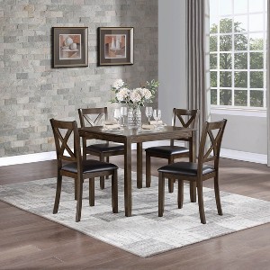 TiramisuBest Walnut Counter Height 5pc Dining Set Walnut Finish Table and 4 Counter Height Chairs - 1 of 4