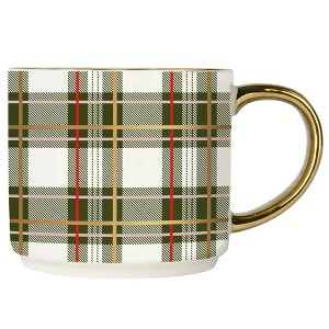 Green Plaid 14oz. Gold Handle Coffee Mug - 1 of 4