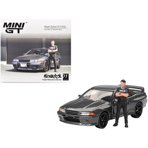 Nissan Skyline GT-R (R32) RHD Gunmetal Gray Metallic with Figure Limited Edition 1/64 Diecast Model Car by Mini GT - 1 of 4