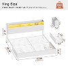 WOWLIVE King Platform Bed Frame with LED Headboard & Storage Drawers, Storage Bed Frame with Charging Station, Wood Headboard with Metal Slats, White - 4 of 4