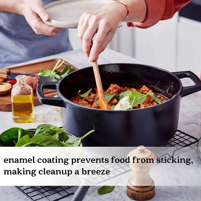 Nori Black Enameled Cast Iron 5 Qt Dutch Oven with Lid