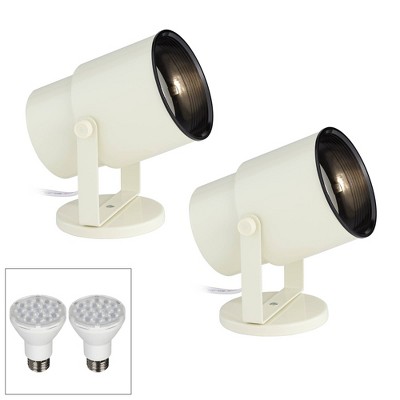 Pro Track Almond White 8" High LED Accent Uplight Set of 2