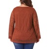 Agnes Orinda Women's Plus Size V Neck Lace Sheer Layer Long Sleeve Cross Strap Blouses - 4 of 4