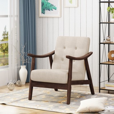 Lycvki Modern Tufted Accent Chair with Upholstery and Brown Frame