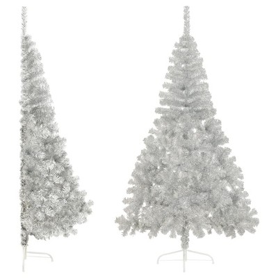 Vidaxl 8ft Silver Artificial Half Christmas Tree With Sturdy Steel ...