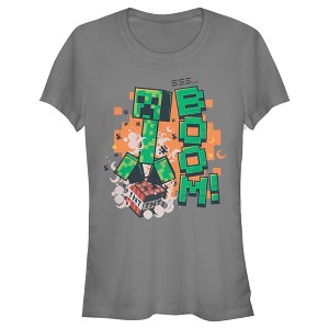 Juniors Womens Minecraft Creeper Boom T-Shirt - 1 of 4