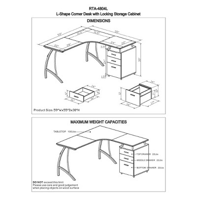 Espresso Wood L-Shaped Corner Desk with Drawer and Keyboard Tray