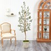 Nearly Natural 70-in Olive Artificial Tree in Country White Planter - 3 of 3