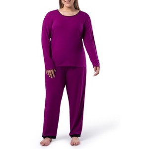 Fruit of the Loom Women's and Women's Plus Long Sleeve Pajama Set - 1 of 4