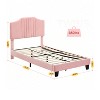 Bed Frame with Headboard Velvet Upholstered Platform Strong Wooden Slats Anti-Slip Noise-Free No Box Spring Needed - 2 of 4