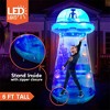 Joyfy 6/9/12 FT Tall Halloween Inflatable Outdoor Decoration, Inflatable Blue UFO with LEDs for Halloween Party Yard Garden Lawn Outside Decoration - 3 of 4