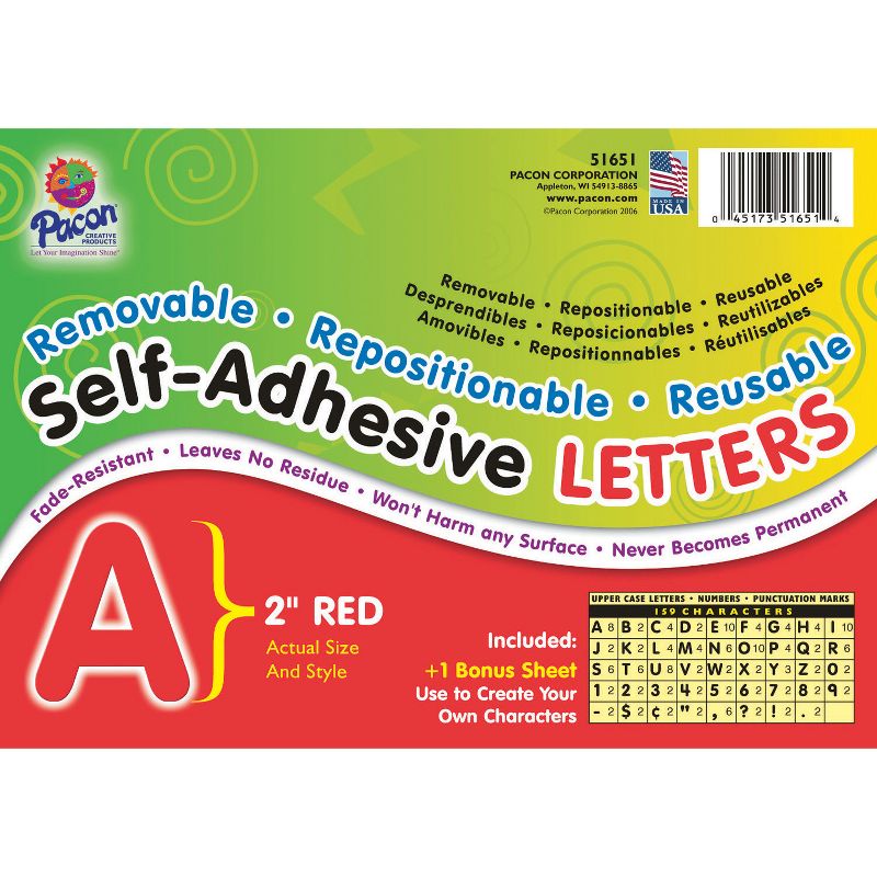 Pacon® Self-Adhesive Letters, Red, Puffy Font, 2", 159 Characters Per Pack, 2 Packs, 2 of 3