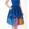 Unique Vintage Women's Bobbie Swing Dress Navy Butterfly - 3 of 4