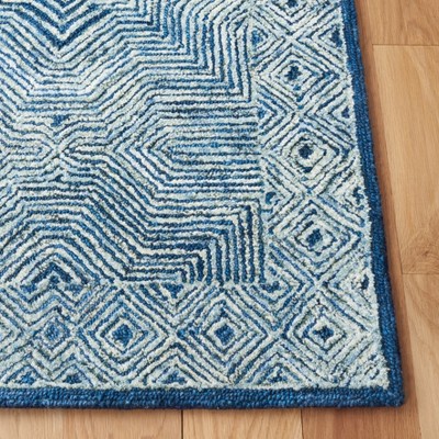 Handmade Blue Wool Tufted Rectangular Area Rug 5' x 8'