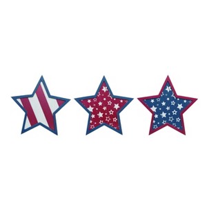 Transpac All American 4th of July Patriotic Red White Blue 4th of July Wall Star Layered Wood Set of 3 - 1 of 4
