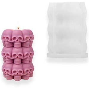 JDICTION 1-Piece 3D Skull Candle & Resin Molds – Skull Cylinder Silicone Molds for Aromatherapy Candles, Wax, Plaster, Halloween DIY Decor - 1 of 4