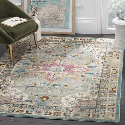 Aria Blue and Cream 4' x 6' Synthetic Area Rug