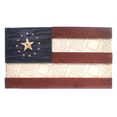Jim Shore 12.0 Inch Patriotic Flag Wall Hanging Wood Rustic Yard Signs