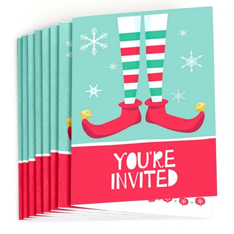 Big Dot of Happiness Elf Squad - Fill-in Kids Elf Christmas and Birthday Party Invitations (8 Count), 2 of 7