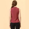 Allegra K Women's Sleeveless Frill Mock Neck Ruffle Chambray Blouse - 4 of 4