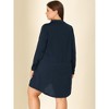 Agnes Orinda Women's Plus Size Solid Long Sleeve Button Down V-Neck Pajama Sleepdress - 4 of 4