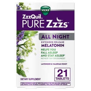 ZzzQuil PURE Zzzs All Night Extended Release Melatonin Sleep Aid Tablets 2 mg per tablet 21 Count - 1 of 4