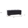 HomeRoots 52" Black and Brown Microfiber Tufted Storage Ottoman - 3 of 4