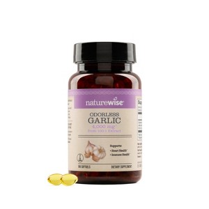 NatureWise Odorless Garlic Supplement 4000mg - Ultra Potent 100:1 Extract - Healthy Cholesterol Formula - Non-GMO, Gluten Free - 1 of 4