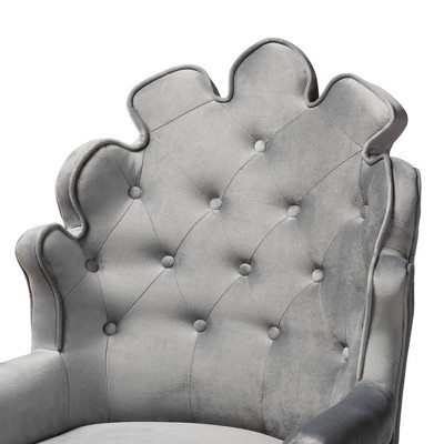 Chloe Dark Grey Velvet and Wood Barstool Set