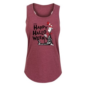 Women's - Dr. Seuss - Happy Halloween Skeleton Cat Graphic Racerback Tank - 1 of 4