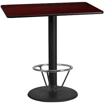 Emma and Oliver 30"x48" Rectangular Laminate Bar Table with 24"RD Foot Ring Base